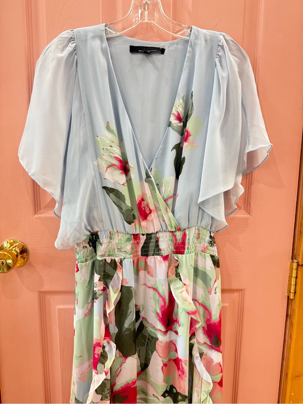 White House Black Market Blue, Pink Floral Maxi Dress 8 - Picture 4 of 6